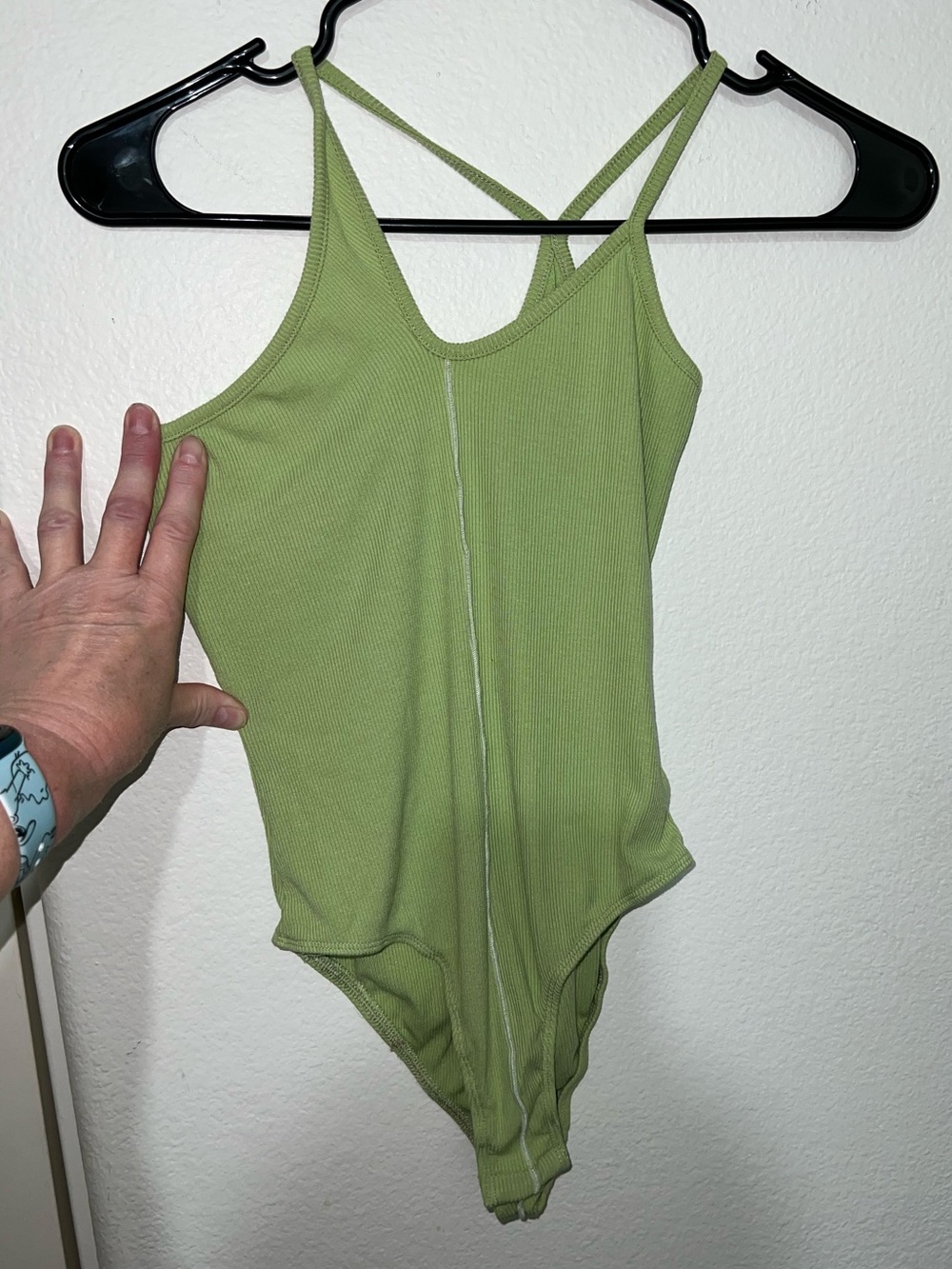 Princess Polly Olive Green Ribbed Crossback Bodysuit